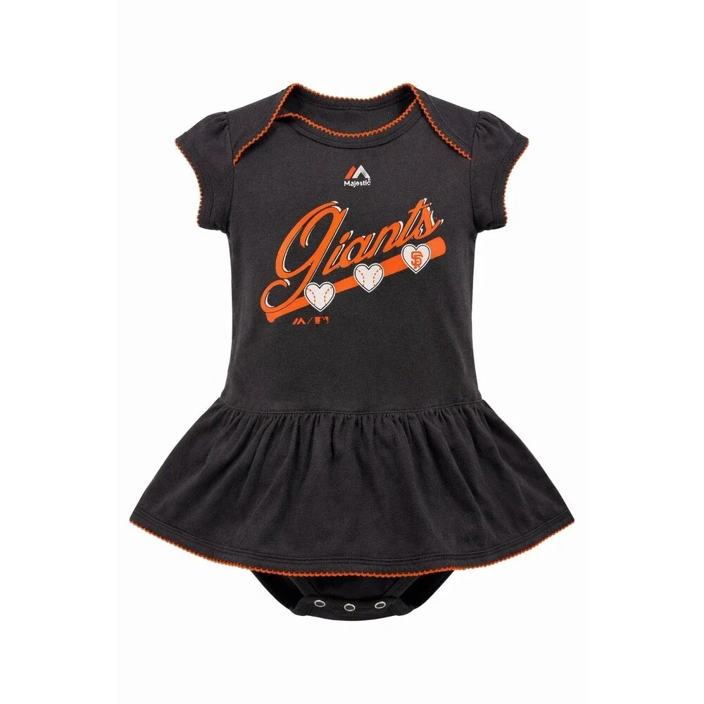 SF Giants Baby Dress Romper Majestic Black Orange MLB Toddler 18-24M